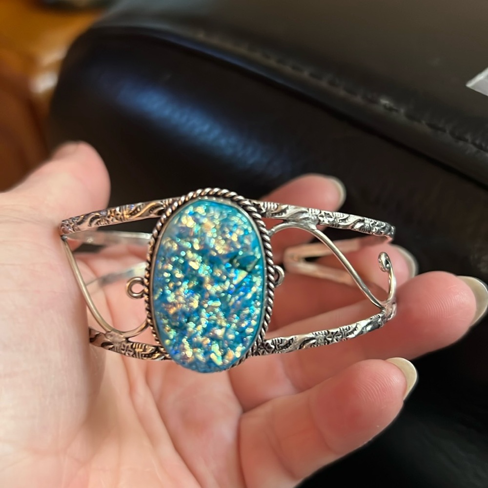 Teal Blue Druzy Cuff - image 1